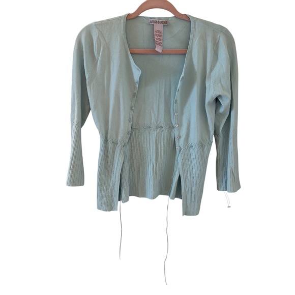 Vintage Y2K "Awesome" Button Front Knit Cardigan Top Blue Size M - Picture 4 of 10